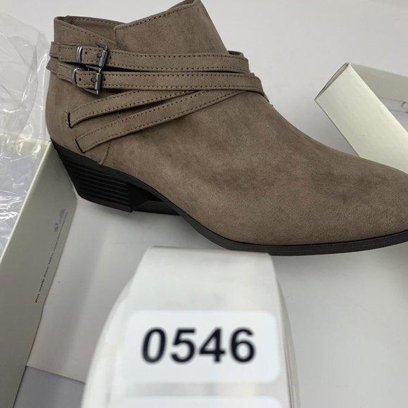 Style & Co Willoww 10008424200 Ankle Bootie Women 10 Taupe Side Zip Buckle S0546 - Picture 10 of 10